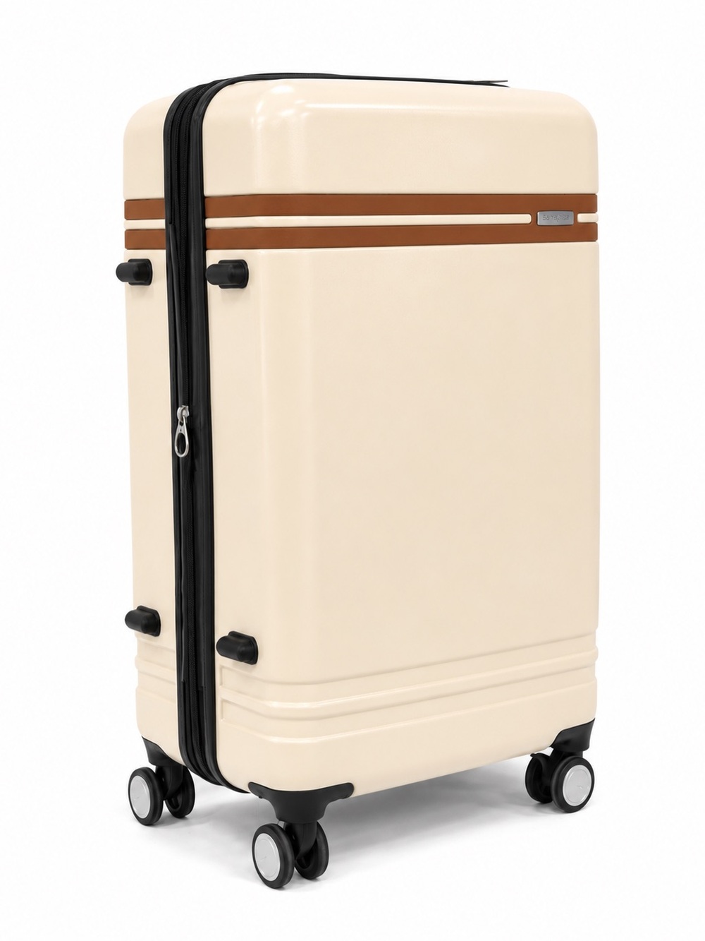 Samsonite Cream Hardshell Carry-on with Brown Accent